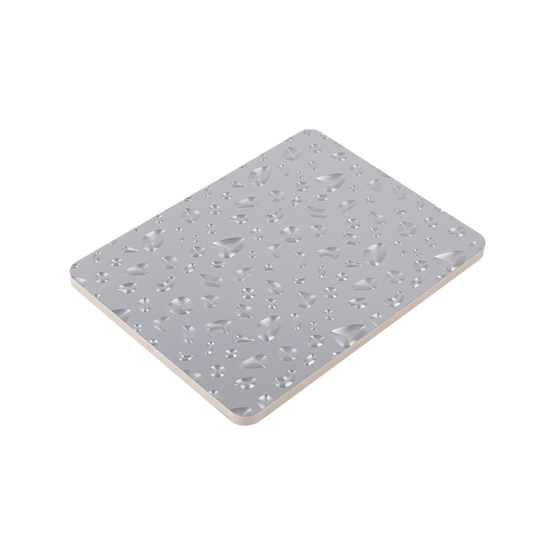 Painel de parede folheado de madeira em PVC de 5 mm / 8 mm - Decoração com design de ondulação de água em série de metal